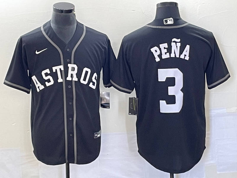 Men's Houston Astros #3 Jeremy Peña Black Cool Base Stitched Baseball Jersey